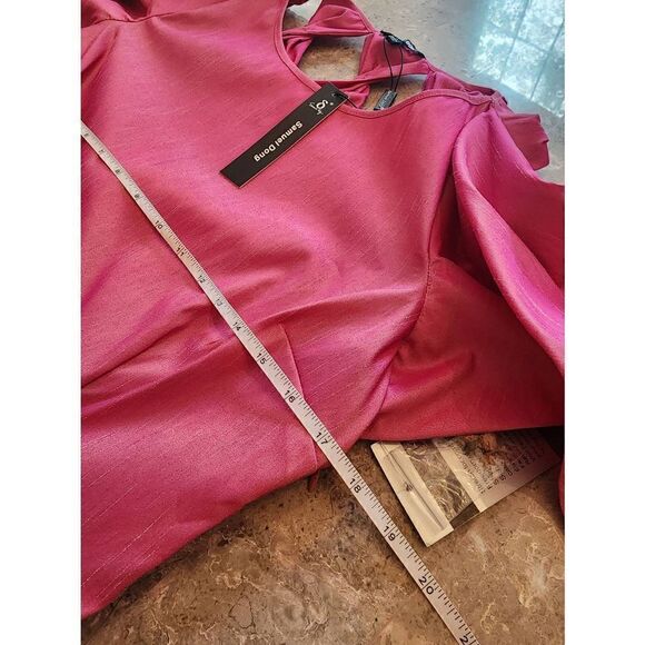Samuel Dong NWT pink taffeta cocktail dress size Large cutout - Picture 5 of 11